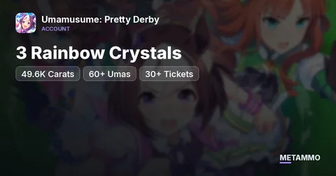 49.6K Carats | 60+ Umas | MLB Kita, Agnes, Maru, Creek | 3 Rainbow Crystals | 30+ Tickets