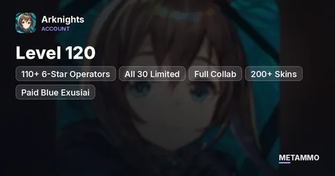 Level 120 | 110+ 6-Star Operators | All 30 Limited | Full Collab | 200+ Skins | Paid Blue Exusiai | 150+ Pulls