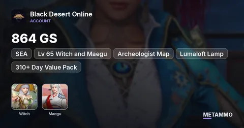 864 GS | Lv 65 Witch and Maegu | Archeologist Map | Lumaloft Lamp | 310+ Day Value Pack | SEA/TH