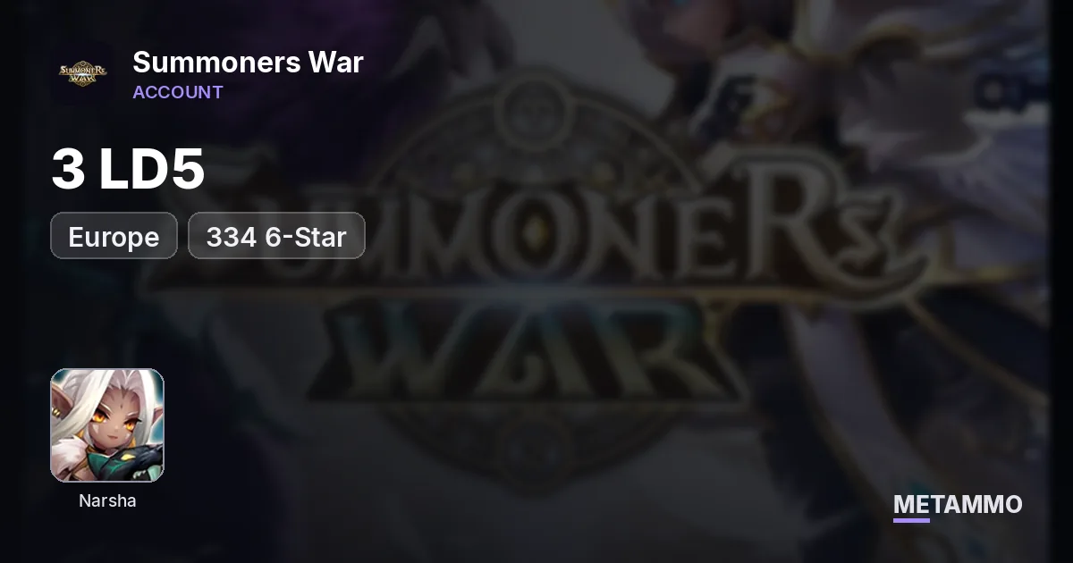EU | 3 LD5 | Huntsman, Narsha, Crag | 334 6-Star - Summoners War account summary