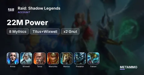 22M Power | 8 Mythics | Krixia, Titus+Wixwell, Taras+Marichka, Marius, Predator, Fabian, x2 Gnut