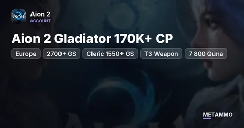 Aion 2 Gladiator 170K+ CP | 2700+ GS | Cleric 1550+ GS | T3 Weapon | 7 800 Quna + BP | Pets 3LVL | Steam | EU) Lumiel
