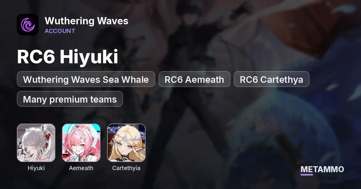 Wuthering Waves Sea Whale | RC6 Hiyuki | RC6 Aemeath | RC6 Cartethya | Many premium teams - Wuthering Waves account summary