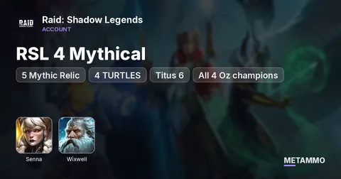 RSL 4 Mythical | 5 Mythic Relic | Senna, 4 TURTLES, Tinman, Titus 6* + Wixwell | All 4 Oz champions