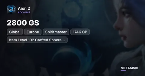 Spiritmaster | 2800 GS | 174K CP | Item Level 102 Crafted Sphere +18 | Global EU Zikel Asmodian