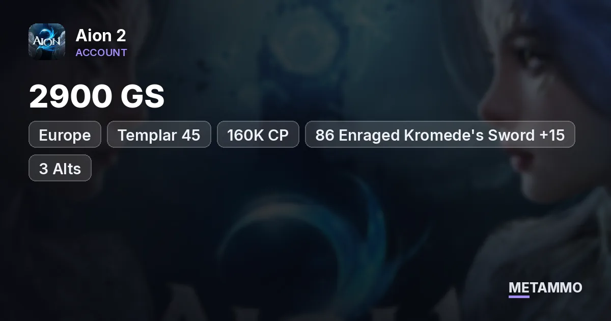 Templar 45 | 2900 GS | 160K CP | 86 Enraged Kromede's Sword +15 | 3 Alts | Membership | EU Zikel Asmodian - Aion 2 account summary