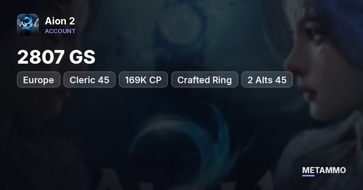Cleric 45 | 2807 GS | 169K CP | Crafted Ring | 2 Alts 45 (1400/1600 GS) | EU Lumiel Asmodian - Aion 2 account summary