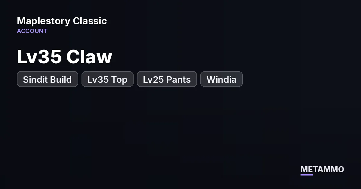 Bandit Lv36 | Sindit Build | Lv35 Claw | Lv35 Top | Lv25 Pants | Windia - MapleStory Classic World account summary