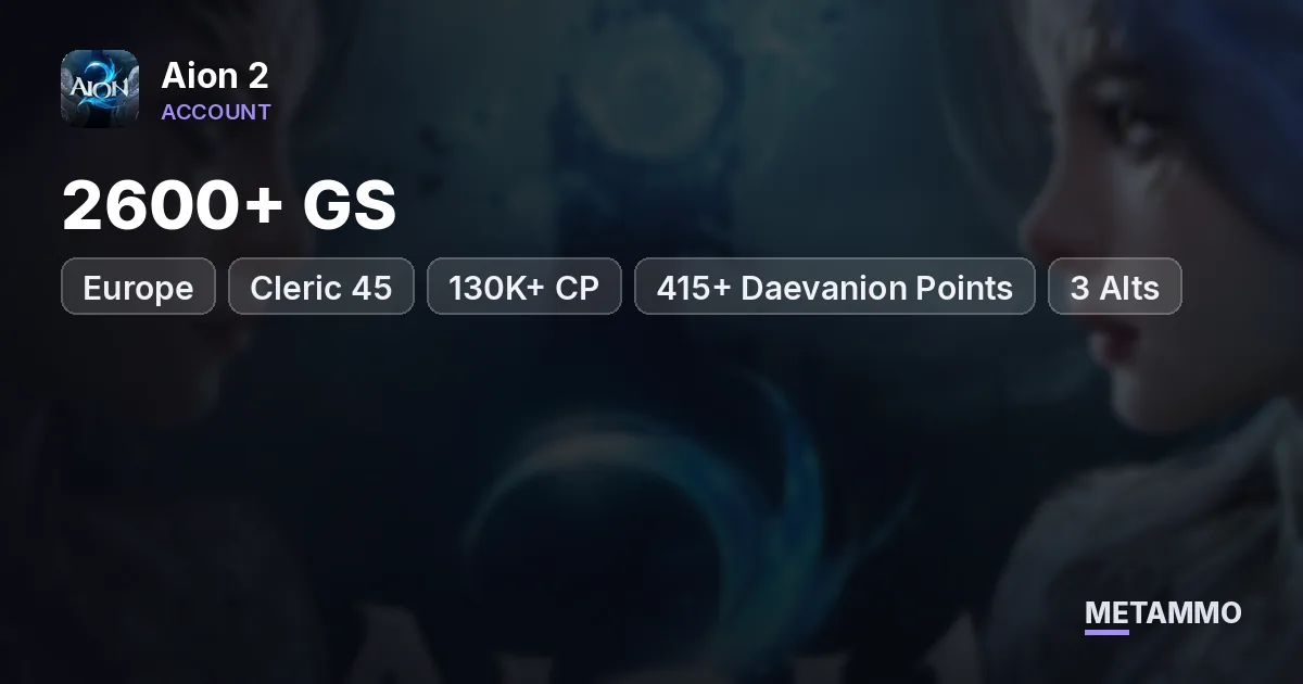 Cleric 45 | 2600+ GS | 130K+ CP | 415+ Daevanion Points | 3 Alts | Membership | EU Gauss Elyos - Aion 2 account summary