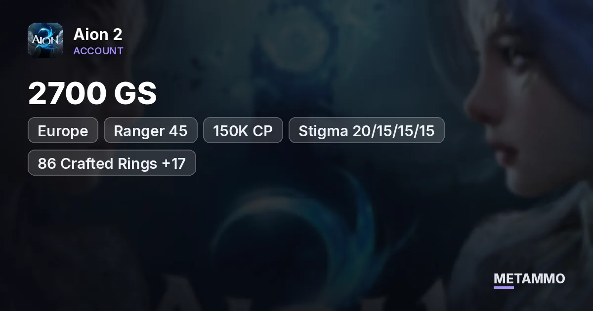 Ranger 45 | 2700 GS | 150K CP | Stigma 20/15/15/15 | 86 Crafted Rings +17 | 3 Alts 45 | EU Bakarma Elyos - Aion 2 account summary