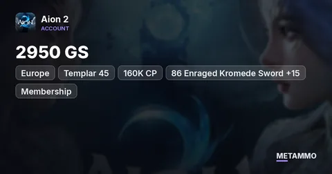Templar 45 | 2950 GS | 160K CP | 86 Enraged Kromede Sword +15 | Membership | EU Zikel Asmodian