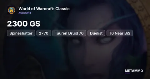 Spineshatter - [2x70] Tauren Druid 70 ■ 2300 GS ■ Duelist ■ T6 Near BiS ■ Ench 375 ■ + Warlock 70 2100 GS