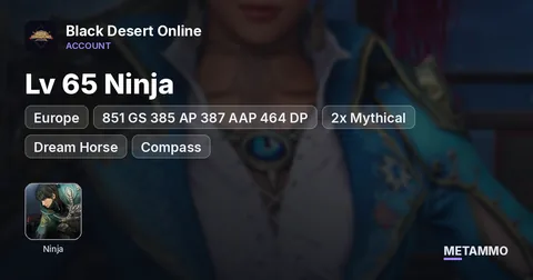 EU Lv 65 Ninja | 851 GS 385 AP 387 AAP 464 DP | 2x Mythical + Dream Horse | Compass | Manos Life Gear