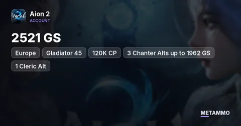 Gladiator 45 | 2521 GS | 120K CP | 3 Chanter Alts up to 1962 GS | 1 Cleric Alt | EU Israphel Asmodian
