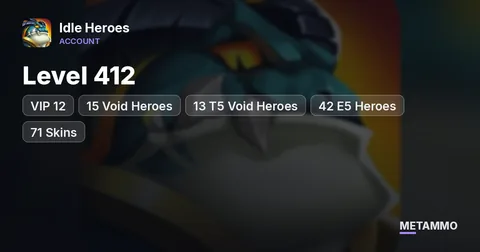 iOS | Level 412 | VIP 12 | 15 Void Heroes | 13 T5 Void Heroes | 42 E5 Heroes | 71 Skins | 9B Team Power