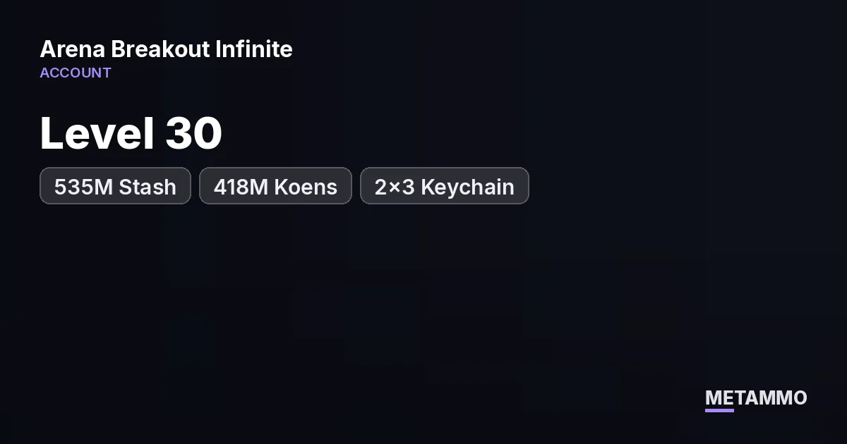 535M Stash | 418M Koens | Level 30 | 2x3 Keychain - Arena Breakout: Infinite account summary