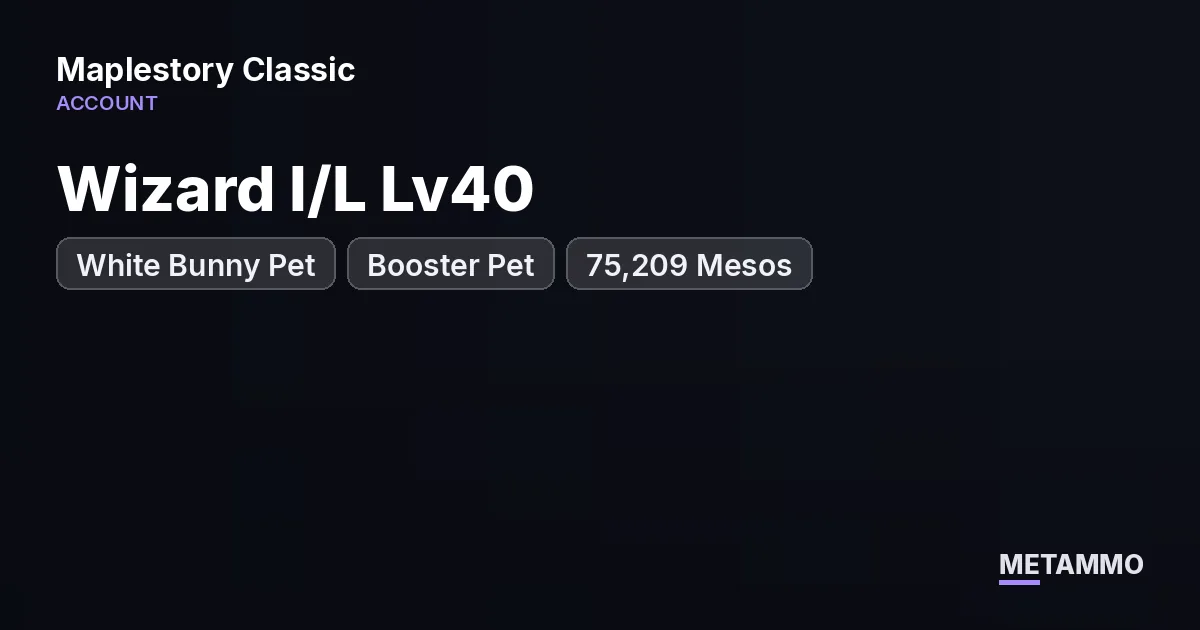 Wizard I/L Lv40 | White Bunny Pet + Booster Pet | Regular Store Permit | 75,209 Mesos | Windia - MapleStory Classic World account summary