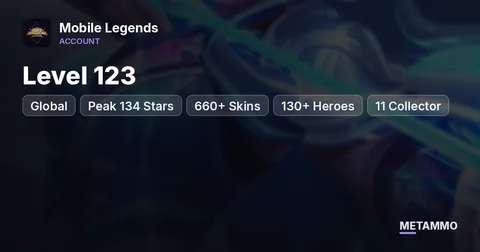 Global | Level 123 | Peak 134 Stars | 660+ Skins | 130+ Heroes | 11 Collector | JJK Julian-Xavier
