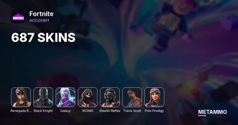 687 SKINS + OG RENEGADE RAIDER + BLACK KNIGHT + GALAXY + IKONIK + STEALTH REFLEX + TRAVIS SCOTT + POLO PRODIGY