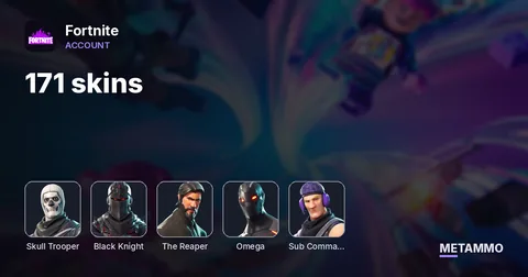 171 skins + OG SKULL + BLACK KNIGHT + THE REAPER + MAX OMEGA + TWITCH PRIMES