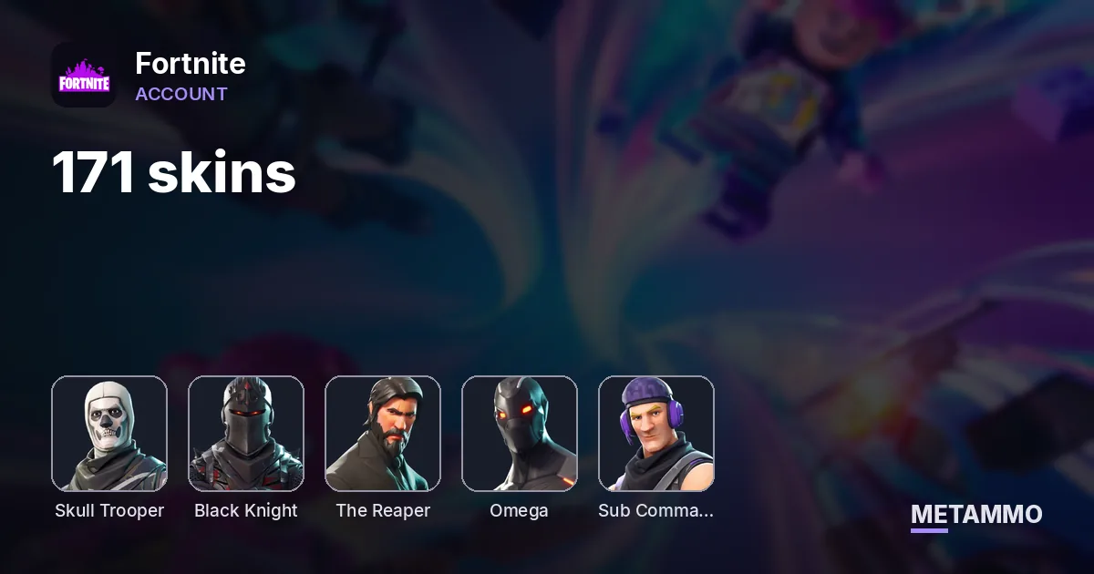 171 skins + OG SKULL + BLACK KNIGHT + THE REAPER + MAX OMEGA + TWITCH PRIMES - Fortnite account summary