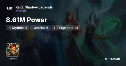 8.61M Power | 10 Mythicals | Lazarius 6* | 112 Legendaries