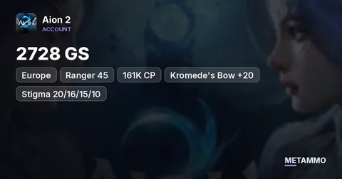 Ranger 45 | 2728 GS | 161K CP | Kromede's Bow +20 | Stigma 20/16/15/10 | 5x Gold Arcana | EU Siel Elyos
