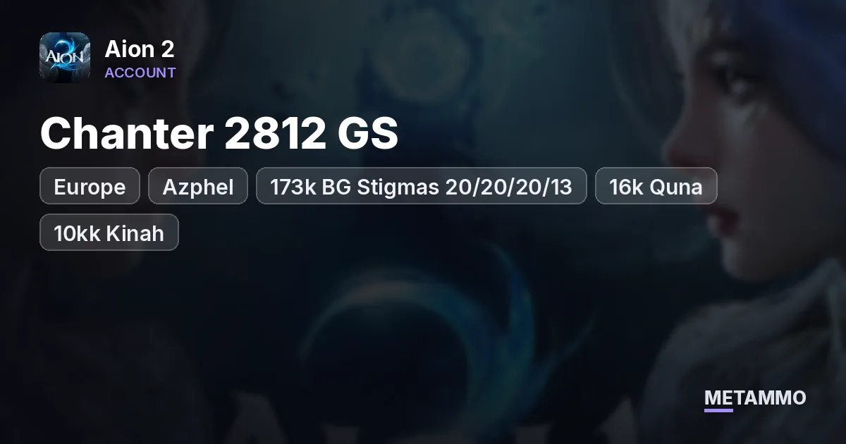 Azphel (EU) - Chanter 2812 GS | 173k BG Stigmas 20/20/20/13 | 16k Quna | 10kk Kinah - Aion 2 account summary