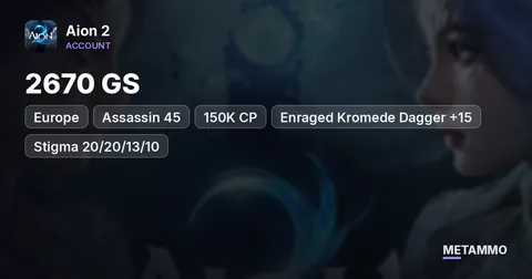Assassin 45 | 2670 GS | 150K CP | Enraged Kromede Dagger +15 | Stigma 20/20/13/10 | 3 Alts | EU Kaisinel Elyos