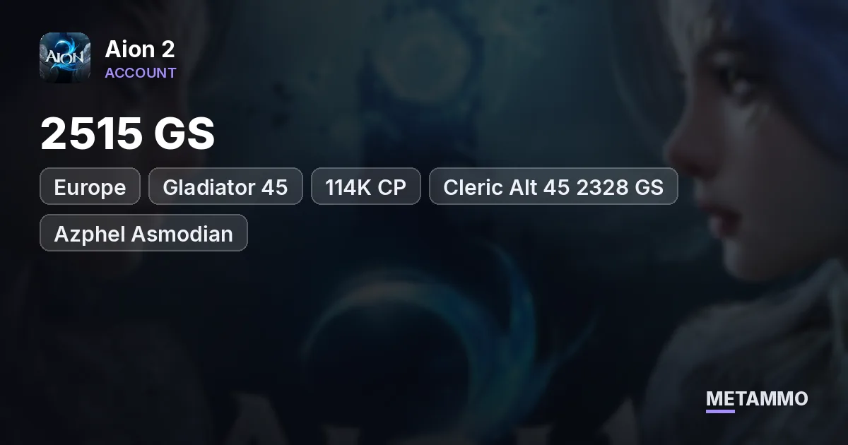 Gladiator 45 | 2515 GS | 114K CP | Cleric Alt 45 2328 GS | EU Azphel Asmodian - Aion 2 account summary