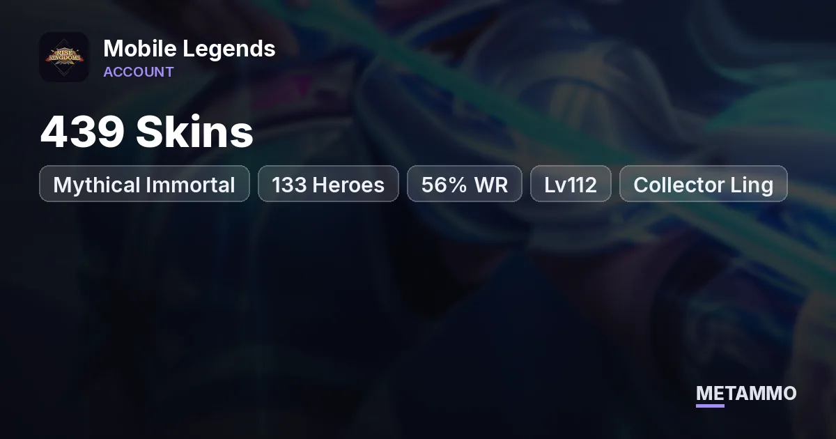 Mythical Immortal | 439 Skins | 133 Heroes | 56% WR | Lv112 | Collector Ling + Natasha | Naruto Sasuke | HxH Killua - Mobile Legends account summary