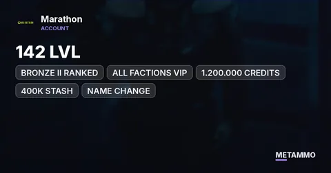 142 LVL | BRONZE II RANKED | ALL FACTIONS VIP | 1.200.000 CREDITS | 400K STASH | NAME CHANGE | CROSS SAVE AVAILABLE
