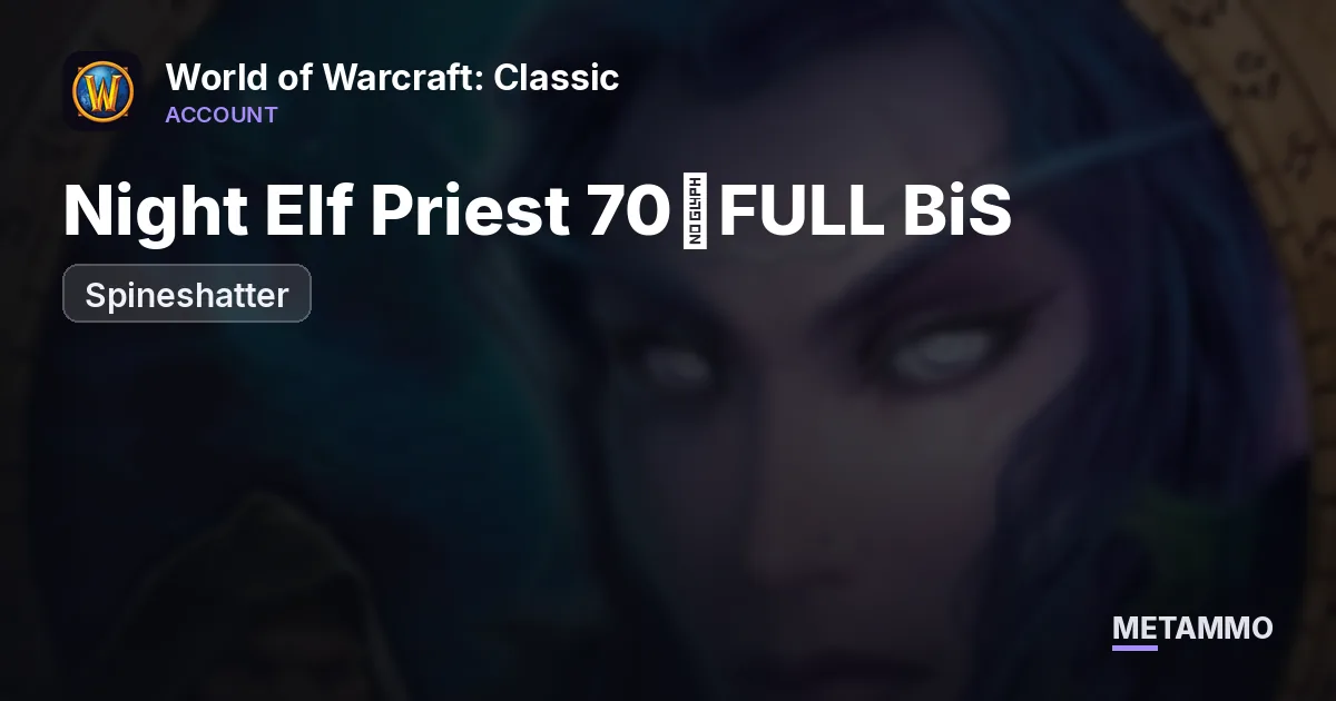 Spineshatter - Night Elf Priest 70◈FULL BiS PVE/PVP◈HOLY/SHADOW◈2000 GS◈MOUNT 280%◈ALL ATTUNES◈ - World of Warcraft: Classic account summary