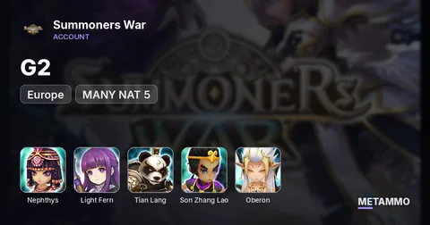 EUROPE | G2 | NEPHTHYS, LIGHT FERN, TIAN LANG, SON SHANG LAO, OBERON | MANY NAT 5