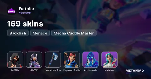 169 skins | IKONIK | Glow | Levi Axe | Andromeda | Explorer Emilie | Katalina | Backlash | Menace | Mecha Cuddle Master