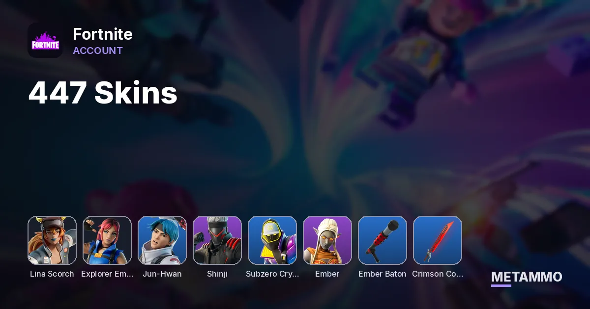 447 Skins | Jun-Hwan | Shinji | Lina Scorch | Subzero Cryptic | Explorer Emilie | Ember Baton | Crimson Codeblade - Fortnite account summary