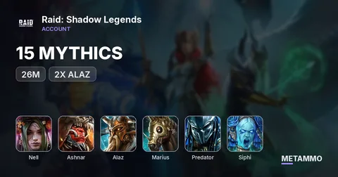 26M | 15 MYTHICS | NELL, ASHNAR, 2X ALAZ | MARIUS, PREDATOR, TEOX,  SIPHI | KRAKEN