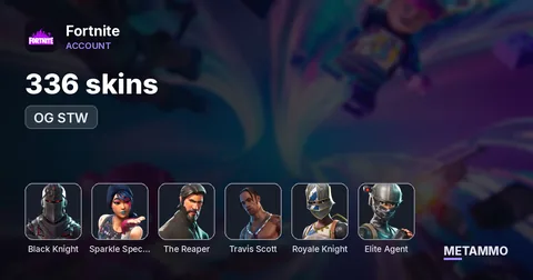 336 skins | OG STW | Black Knight | Sparkle Specialist | The Reaper | Travis Scott | Royale Knight | Elite Agent |