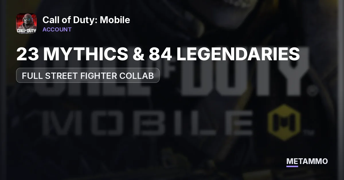 / 23 MYTHICS & 84 LEGENDARIES / FULL STREET FIGHTER COLLAB, MOTOKO - GHOST / FULL ACCESS / - Call of Duty: Mobile account summary