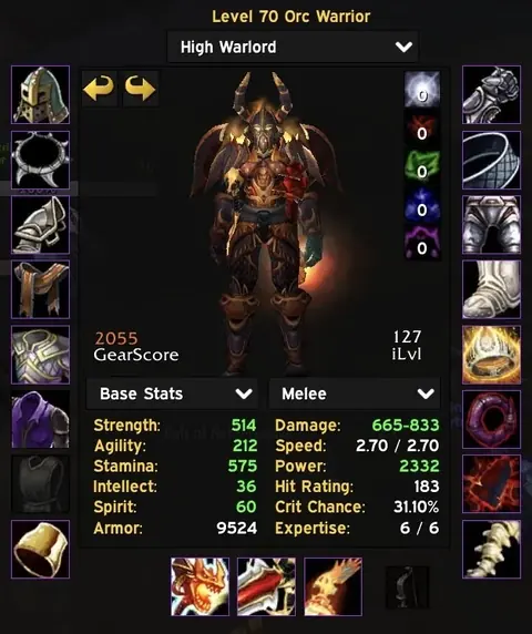 Spineshatter - Orc Warrior 70◈FULL BiS PVE◈DST/BADGE◈TALON◈FULL T5◈BiS PVP◈ - World of Warcraft: Classic account screenshot 1