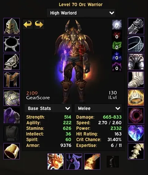 Spineshatter - Orc Warrior 70◈FULL BiS PVE◈DST/BADGE◈TALON◈FULL T5◈BiS PVP◈ - World of Warcraft: Classic account screenshot 2