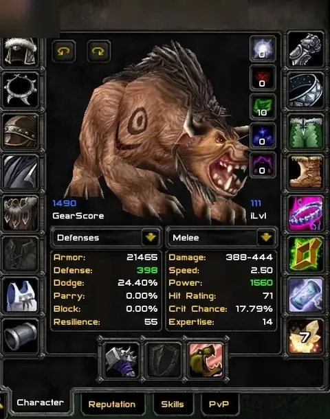 Spineshatter - Tauren Druid 70◈FERAL/RESTO PVP/PVE GEARED◈1550 GS◈ - World of Warcraft: Classic account screenshot 1