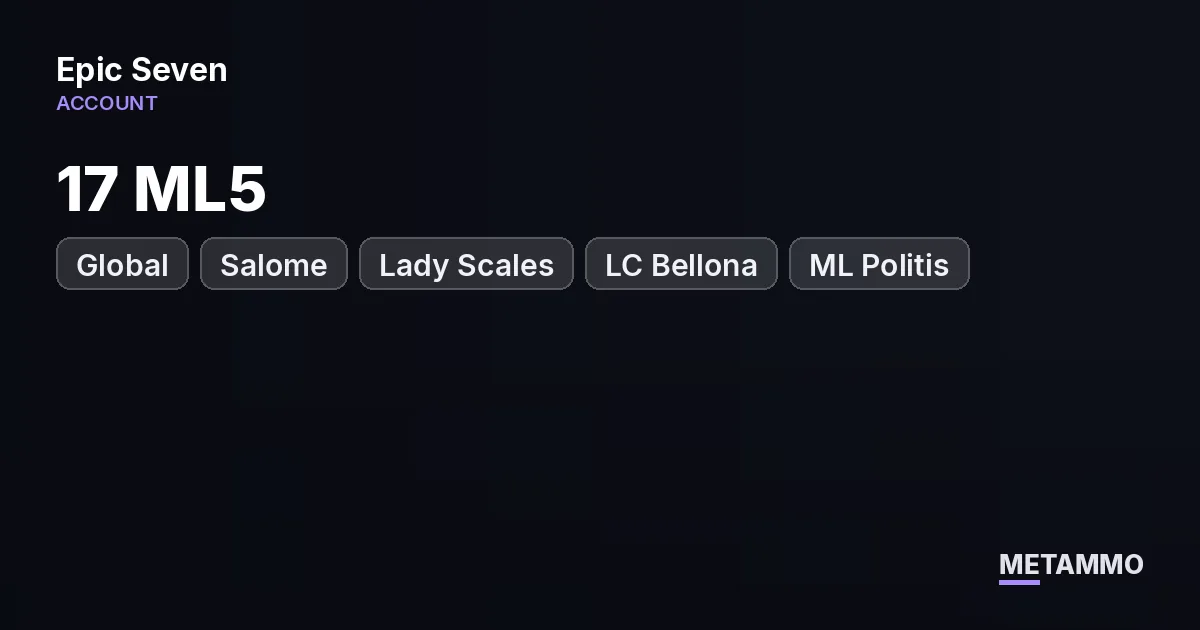 Global | 17 ML5* | Salome + Lady Scales + LC Bellona + ML Politis + Boss Arunka - Epic Seven account summary