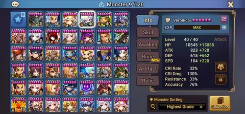Global | 9 LD5 | Zerath+ Veronica+ Shan+ Cadiz+ Light Hwa+ Jaara+ Celia+ Bella+ Craig | 225 Swift | 500+ 6stars - Summoners War account screenshot 2