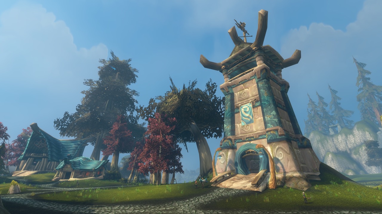 A Skyborne tower and houses