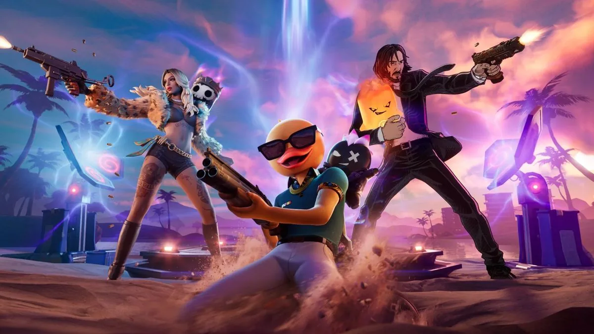 Fortnite Chapter 7 Season 3 key art with three characters on a beach