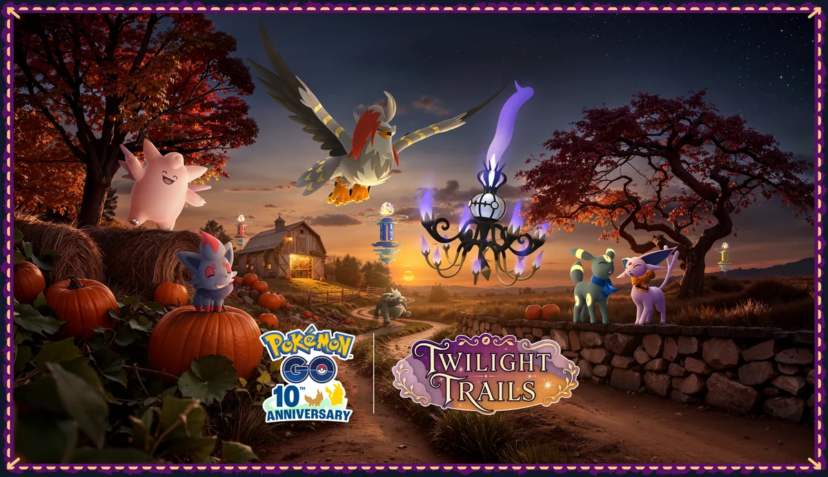 Pokémon GO 10th anniversary Twilight Trails event art